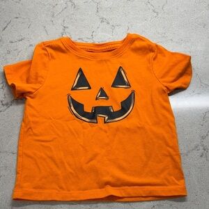 Halloween Toddler - Orange Pumpkin Face T-Shirt - 18 Months
